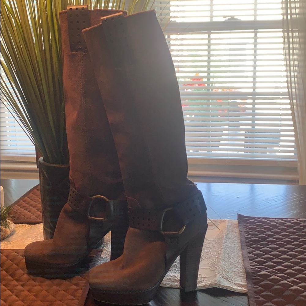 Frye Harmony Harness tall suede boots size 5.5